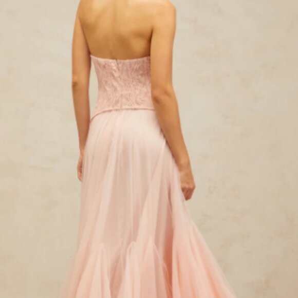 Ulrique Pink Lace Corset Tulle Maxi Dress - Size Small - Picture 8 of 12